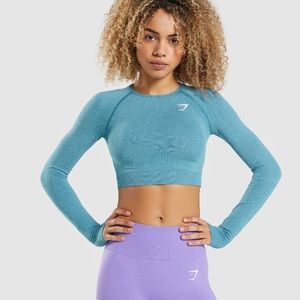 Gymshark Vital Seamless 2.0 Crop Top — Tahoe Teal Marl